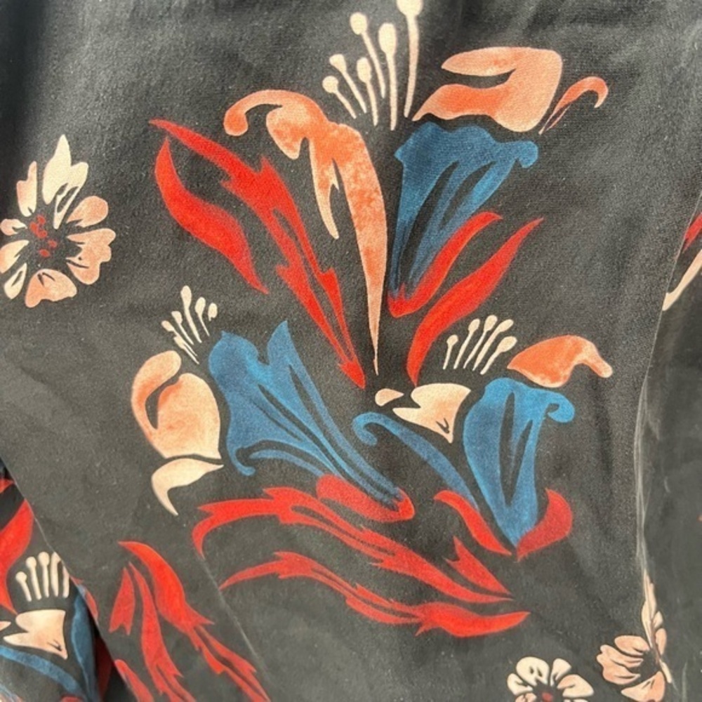 Joie Black Floral Silk Button Up Blouse Top Women Small Elastic Cuff Frill Lined - Picture 10 of 13